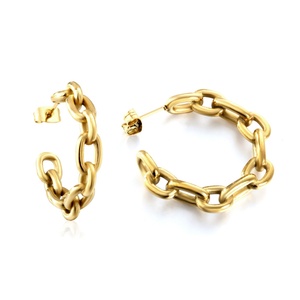 Últimos Diseños de Aretes Grandes Hipoalergénicos para Mujer, Aretes Hip Hop con Baño al Vacío, Aretes Únicos con Cadena Cubana - Product Image 4