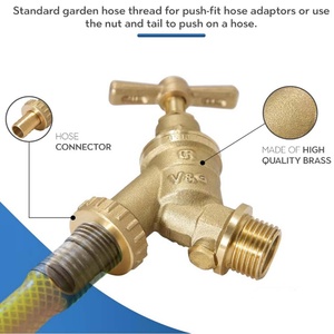 Robinet d'extérieur en laiton BSP 1/2'' pour tuyau d'arrosage avec adaptateur de raccord fileté 3/4'' supplémentaire pour l'irrigation - Product Image 4