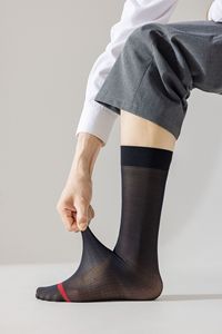 <span class=keywords><strong>Calze</strong></span> da <span class=keywords><strong>Uomo</strong></span> in Nylon Trasparente a Righe Sottili, <span class=keywords><strong>Calze</strong></span> Eleganti al Ginocchio per Completi - Product Image 2