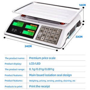 เครื่องชั่งดิจิตอลเชิงพาณิชย์ 40 กก. พร้อมแป้นพิมพ์สแตนเลส พลาสติก ABS ใหม่ - Product Image 2