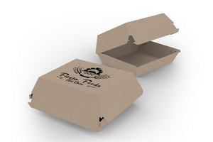 <b>Orange</b> Custom Embossed Aseptic Long Open Top Clamshell Box Food Grade Recyclable <b>Paper</b> Four-Color Printing for Burger Sandwich - Product Image 2