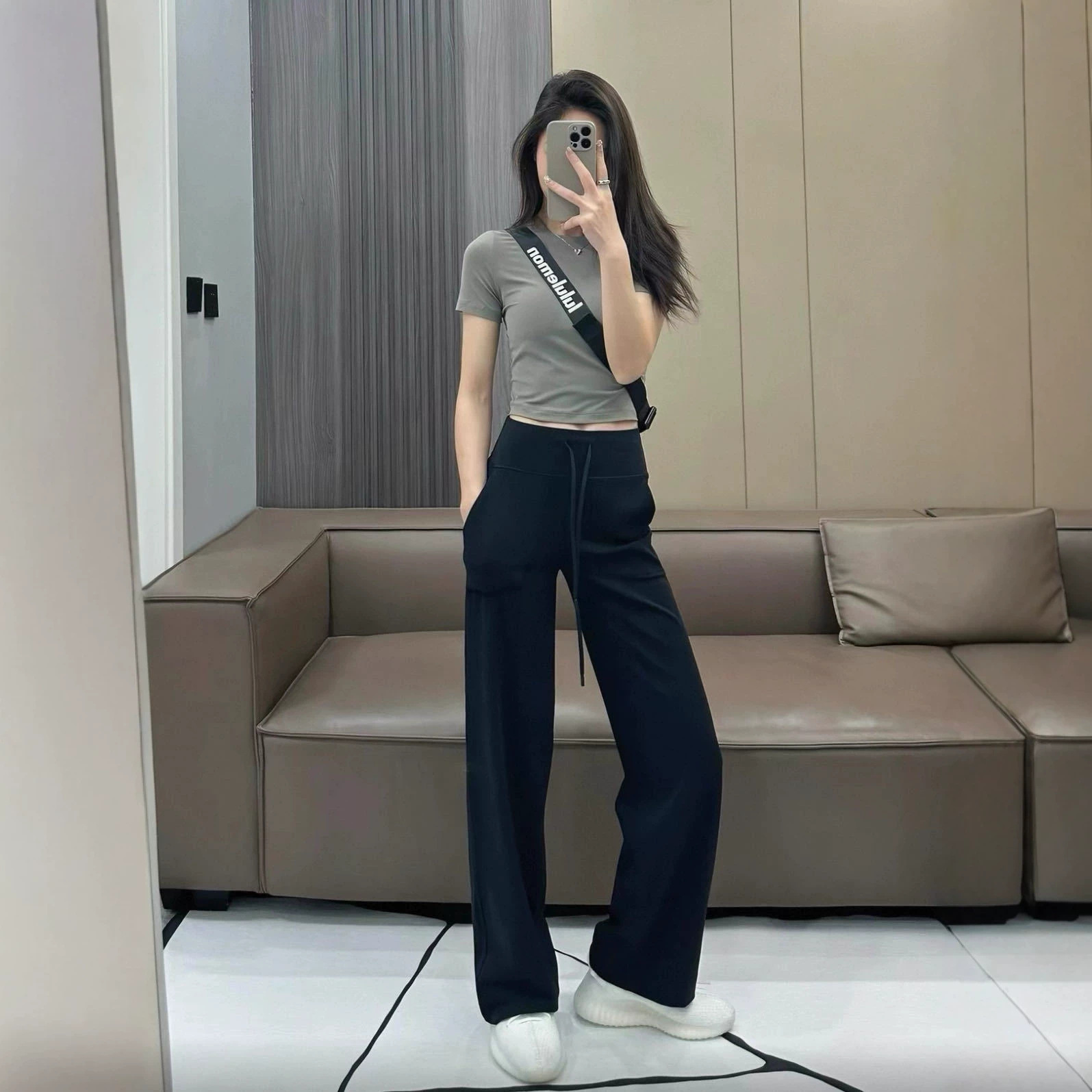 Lulu High Waist Nude Feeling Slim Fit Women's Fitness Yoga Pants Tummy Control Spandex/Cotton Wrinkle-Resistant Full-Length New