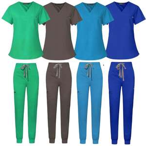 Uniformes médicos con cuello en V Scrub Top con 1 bolsillo frontal Costuras laterales para un aspecto personalizado para profesionales médicos - Product Image 3