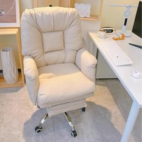 Chaise de bureau ergonomique pivotante blanche moderne, confort luxueux et moelleux avec roulettes, vente chaude pour bureau et salon, en tissu