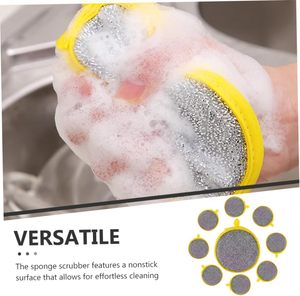 Esponja de cocina de doble cara para lavar platos, herramienta para fregar ollas, paño de limpieza doméstico, paño antiadherente para lavar platos, estropajo. - Product Image 4