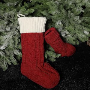 Wholesale Santa Claus Design 18 Inches 46cm High Capacity <b>Large</b> Capacity Knitted Christmas Stockings - Product Image 1