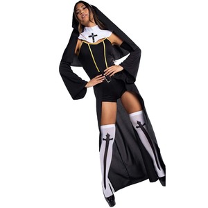 Costume de religieuse noire Marie, sœur religieuse, pour Halloween, CARR-023 - Product Image 2