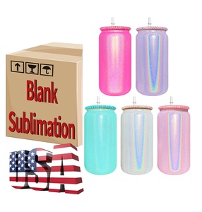 Lot de 50 <span class=keywords><strong>verres</strong></span> <span class=keywords><strong>à</strong></span> <span class=keywords><strong>bière</strong></span> en verre de 16 oz avec couvercles scintillants et pailles en plastique pour sublimation – Entrepôt USA - BGL1601 - Product Image 1