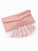 Pinceaux de maquillage personnalisés avec logo, ensemble de 10 pinceaux de maquillage roses, pinceaux synthétiques Kabuki, pinceau pour le fond de teint, pinceau pour la poudre, pinceau pour les yeux, ensemble de pinceaux de maquillage