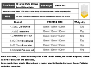 Ahşap ağaç İşleme başkanı pah R açı pah için 7 derece eğik açı kırpma bıçak yönlendirici bit freze kesicisi - Product Image 2