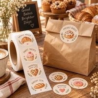 Autocollants d'étanchéité personnalisés pour emballages de boulangerie, étiquettes adhésives imperméables en rouleau, autocollants ronds avec logo pour boîtes de pain, gâteaux, biscuits et desserts