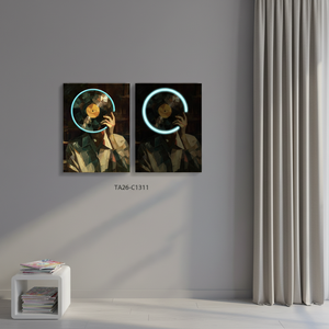 Tableau mural abstrait lumineux à LED, art mural <span class=keywords><strong>moderne</strong></span> encadré pour salon, grande peinture suspendue - Product Image 2