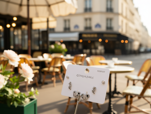 Qjnyajare Orecchini a forma di cartone animato con zirconi placcati in argento, gioielli di moda da donna, regalo 925 Post - Product Image 2