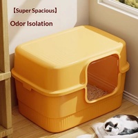 Bac à litière carré extra-large entièrement fermé en PVC pour chat, anti-odeur, désodorisant, anti-éclaboussures