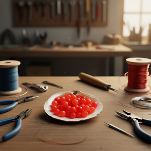 Ilan Abalorios Perline rotonde opache rosse da 10 mm per la creazione di gioielli - Product Image 3