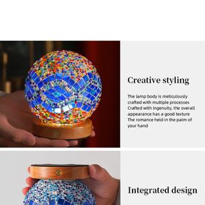Lampes décoratives, abat-jour LED en verre coloré, lampe de table innovante, lampe de sol en mosaïque, lampe de nuit baroque en bois à brancher - Product Image 3