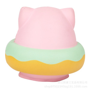 Pu Foam Donut Cat <b>Squishy</b> Toy For Kids 2 4 Years Unisex Fidget Toy - Product Image 4