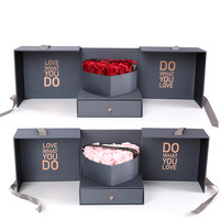 TC cadeau de luxe pour la Saint-Valentin fleur de savon coffret cadeau à tiroir rose artificielle à double porte coffret cadeau fête des mères anniversaire noël