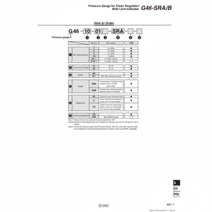 มาตรวัดแรงดันลม G46-10-01-SRA-C ควบคุมการทำความสะอาดแบบแมนนวลบริการเติมเต็มตัวแปร - Product Image 1