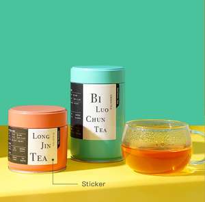 الجملة الطباعة تصميم الغذاء الصف محكم جولة الأسود ماتي علب مخصص علبة من القصدير لحفظ القهوة الشاي علب معدنية الحاويات مع غطاء - Product Image 2