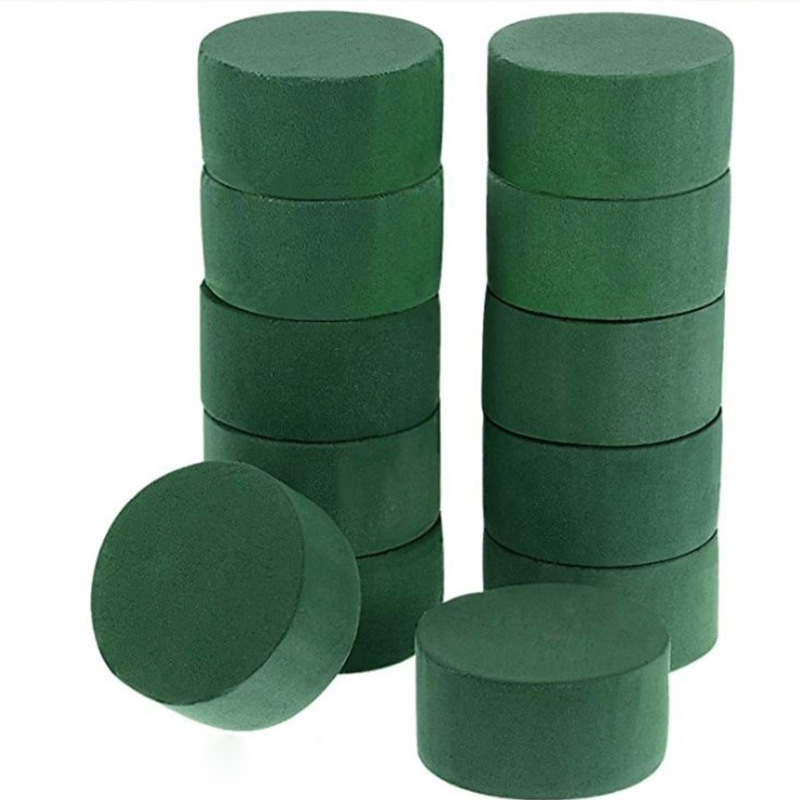 Round Faux Flower Mud DIY Floral Arrangement Kit Wedding Party Aisle Decoration Green Wet Foam Blocks