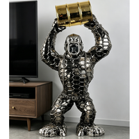 Statue décorative en résine personnalisée Gorille Chimpanzé Evelyn pour meuble TV, Ornement d'intérieur, Grand singe rugissant en résine pour la maison