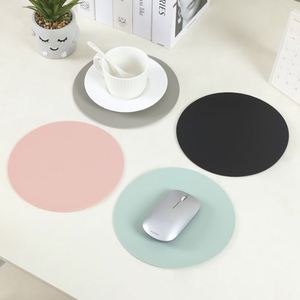 Round PU Leather Mouse Pad Washable Mouse Mat Computer Mousepads for Office <b>Work</b> <b>Desk</b> Laptop Computer - Product Image 1