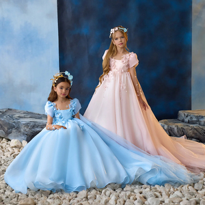 Le ragazze del fiore di Organza vestono le ragazze abiti da ballo eleganti di lusso <span class=keywords><strong>abito</strong></span> da ballo Applique abiti da principessa <span class=keywords><strong>per</strong></span> bambini compleanno anno nuovo regalo - Product Image 1
