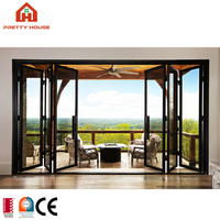 Puerta Corredera de Vidrio Doble con Rotura de Puente Térmico y Aislamiento Térmico, Puerta Plegable de Aluminio para Patio