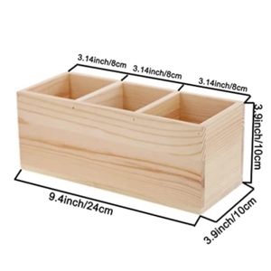 Custom Office Desk <strong>Storage</strong> Organizer Pen Holder <strong>Storage</strong> Stand Organizer <strong>Box</strong> Custom Size 3 Grid Solid <strong>Wood</strong> <strong>Box</strong> with Dividers - Product Image 2