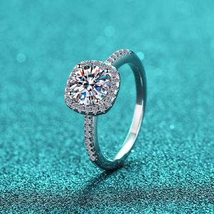 Anillo de Plata de Ley S925 con Moissanita VVs1 de 1 Quilate, Corte Redondo, Estilo Cuadrado, para Compromiso, para Mujer - Product Image 3