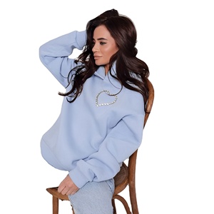 Sudadera con Capucha de Alta Calidad para Mujer, Talla Grande, Estilo Halter, Color Liso - Product Image 1