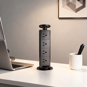 Enchufe Oculto para Mesa, Integrado, 3/4 Tomas con Puerto de Carga Rápida USB, Tipo Americano, 16A, 250V, 2500W, Negro, Enchufe Estadounidense - Product Image 1