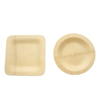 Assiettes rondes en bambou naturel, réutilisables, jetables, écologiques, pour le camping