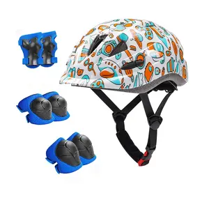 マルチスポーツスクータースケートボーディングサイクリングバイク用に調整可能なキッズローラースケートヘルメットエルボーパッドリストガード