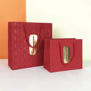 Lipack - Sacola de transporte para compras de cosméticos com logotipo de estampagem a quente, sacola de papel para transporte de roupas com estampa de luxo personalizada e alça