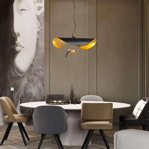 Lampadario Moderno Minimalista Nero e Oro, Lampada a Sospensione LED a Forma di Disco Volante, Lampada <span class=keywords><strong>da</strong></span> Soffitto di <span class=keywords><strong>Design</strong></span> per Soggiorno e Sala <span class=keywords><strong>da</strong></span> Pranzo - Product Image 3