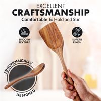Ensemble d'ustensiles de cuisine en teck de 15 pièces avec boîte cadeau haut de gamme, outils de cuisson en teck naturel faits à la main