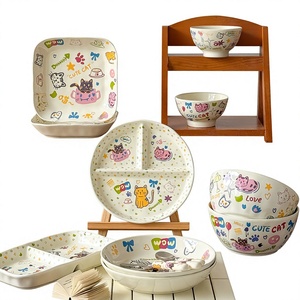Assiette Mignonne à Motifs de Dessins Animés pour Réduire la Teneur en Graisse et Perdre du Poids, Vaisselle Spéciale, Bol Domestique Compatible Micro-ondes, Nouvelle Collection 2025, Design Esthétique et Coloré - Product Image 1