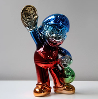 Escultura de Resina Pintada a Mano de Lujo Personalizada, Electrochapada, con Símbolo de Dólar Verde, Arte Moderno de Dibujos Animados, Decoración de Mesa para Sala de Estar
