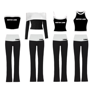 Ropa de salón para mujer, ropa informal personalizada para mujer, mallas suaves de Yoga, pantalones plegables, pantalones ajustados para mujer, pantalones acampanados, conjunto de salón - Product Image 1