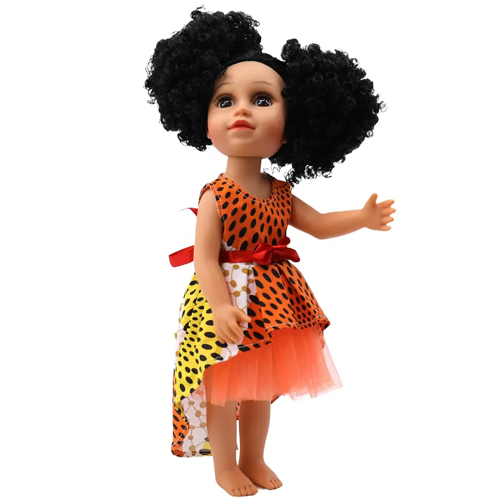 New Products Handmade Popular Africa Small Size Dressing Clothes Lovely Curly Hair Girl Baby Doll