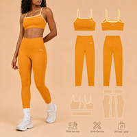 Ensemble de yoga 2 pièces pour femme avec logo personnalisé, leggings taille haute et brassière de sport, tenue de fitness, gym, pilates et entraînement