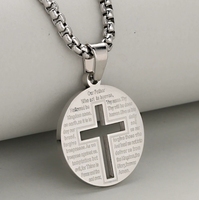 Collier pendentif en acier inoxydable plaqué or 18 carats pour homme et femme pour baptême chrétien, cadeau de fête de Noël