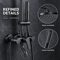 Système de douche complet moderne chromé avec douchette pluie supérieure et douchette à main réglable en hauteur pour commandes en gros et usage commercial