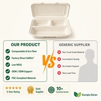 Conteneur alimentaire jetable en fibres végétales biodégradables de 1500 ml, grande capacité, fabriqué en Chine