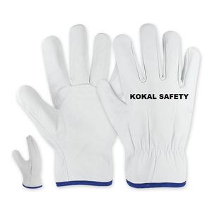 Gants de travail en cuir de chèvre pleine fleur 100% durables en stock pour la construction, les travaux industriels, avec poignet à enfiler - Product Image 5