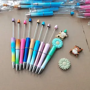 Stylos perlés en plastique bricolage stylos supportables bijoux multicolores stylo à bille perlé