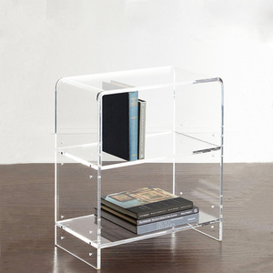Mesa de Noche de Acrílico Transparente con Estilo Cascada y Estante para Libros - Product Image 1