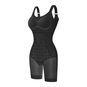 Body sculptant à motif maillé avec soutien-gorge rembourré intégré, bretelles larges réglables, contrôle du ventre, effet push-up fessier et compression mi-<span class=keywords><strong>cuisse</strong></span> - Product Image 2